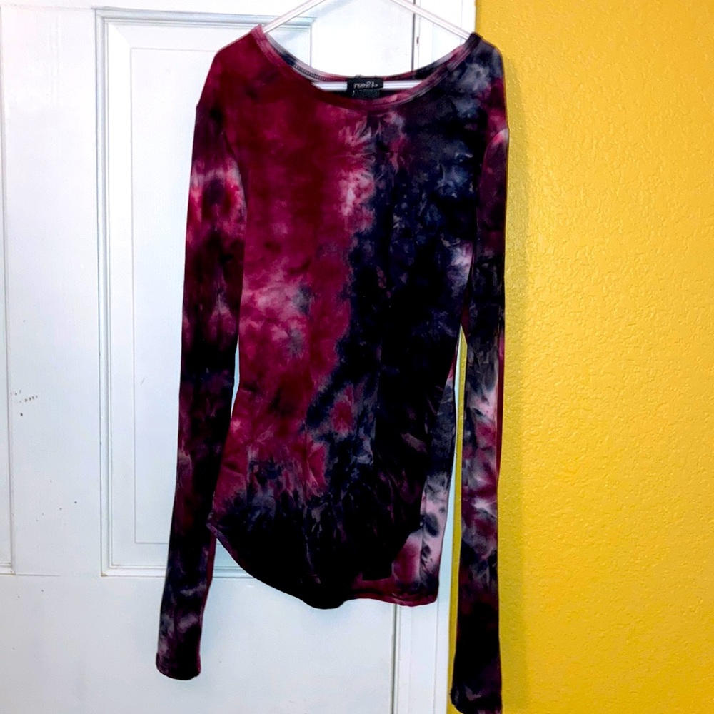 red and black super soft tie-dye long sleeve shirt